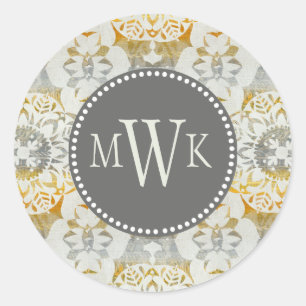 Monogram   Tapestry Rosette II Classic Round Sticker