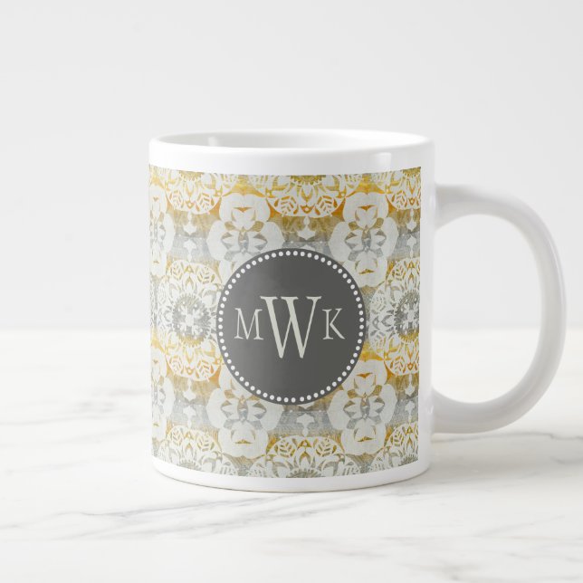 Monogram | Tapestry Rosette II Large Coffee Mug (Right)