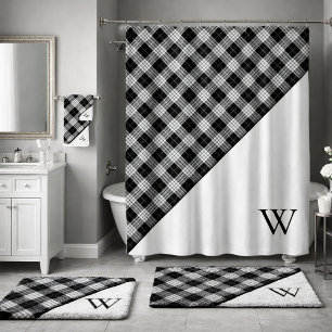 Monogram Tartan Plaid Bath Mat