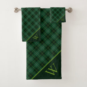 Monogram Tartan Plaid Bath Towel Set