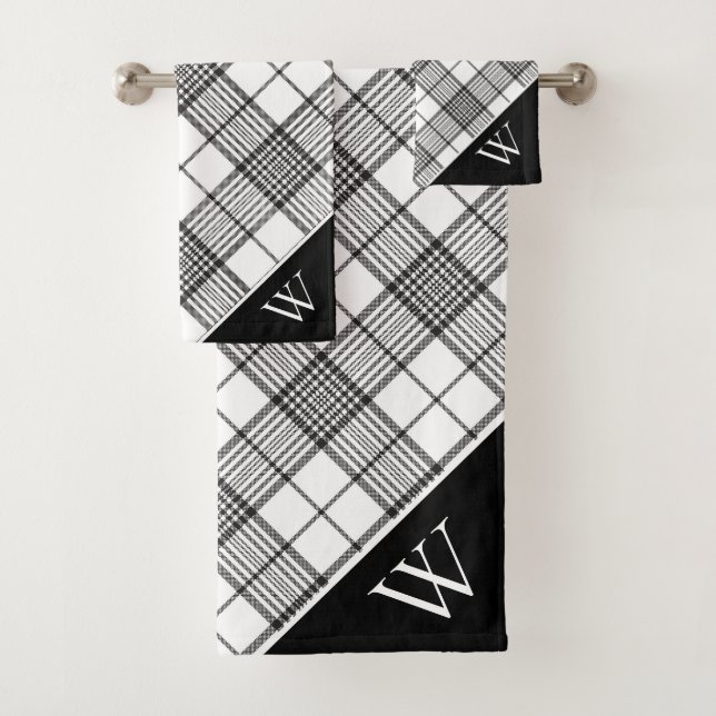 Monogram Tartan Plaid Bath Towel Set (Insitu)