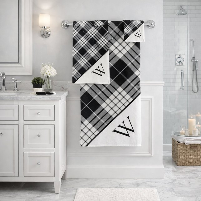 Monogram Tartan Plaid Bath Towel Set (Creator Uploaded)