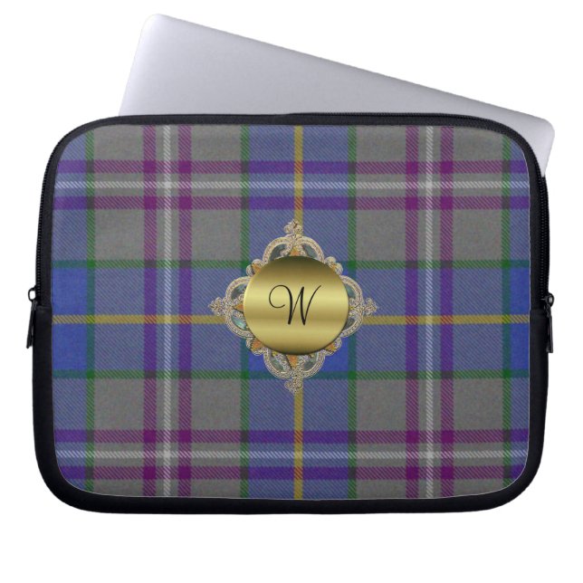 Monogram Tartan Plaid Laptop Cover (Front)