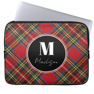 Monogram Tartan Plaid Name Laptop Sleeve