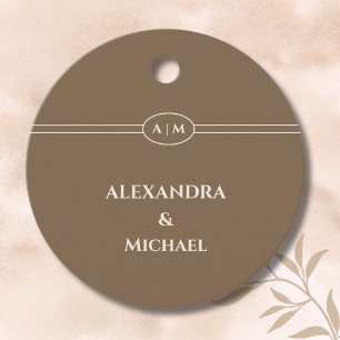 Monogram Taupe Christian Wedding Thank You Favour Tags