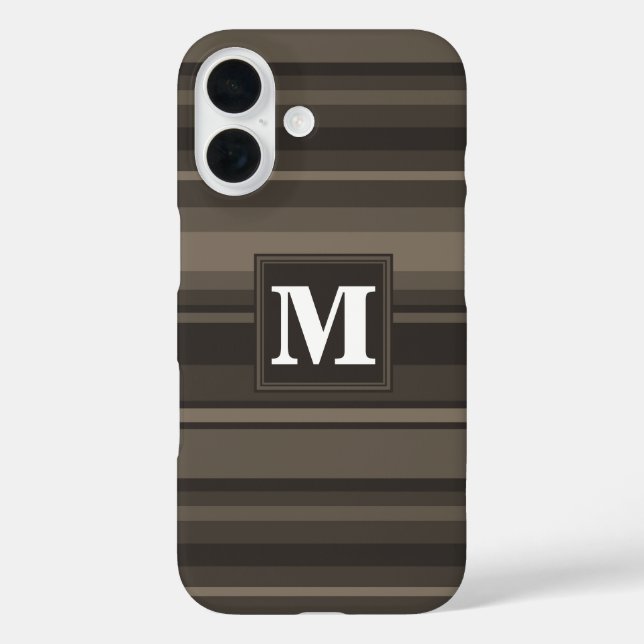 Monogram taupe stripes Case-Mate iPhone case (Back)
