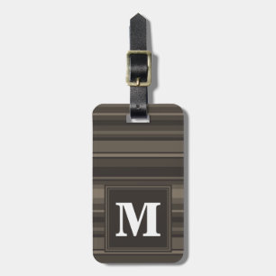 Monogram taupe stripes luggage tag