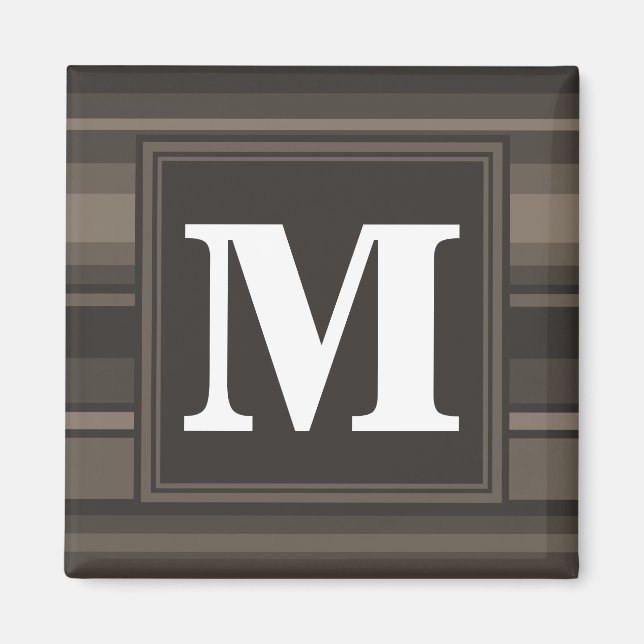 Monogram taupe stripes magnet (Front)