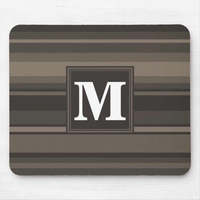 Monogram taupe stripes mouse mat (Front)