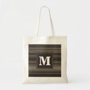 Monogram taupe stripes tote bag