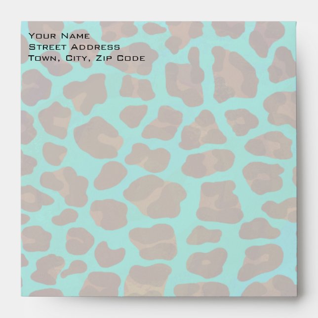 Monogram Teal and Brown Leopard Envelope (Front)