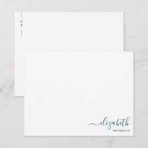 Monogram Teal Blue Simple  Card