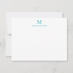 Monogram Teal Green Simple Classic Formal Elegant Card