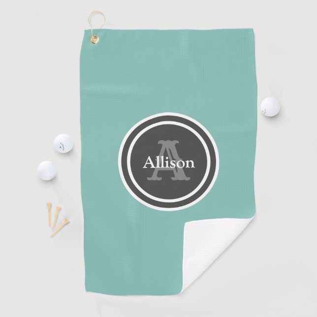 Monogram Teal Personalised Name Womens  Golf Towel (InSitu)