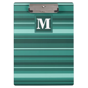 Monogram teal stripes clipboard