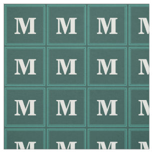 Monogram teal stripes fabric