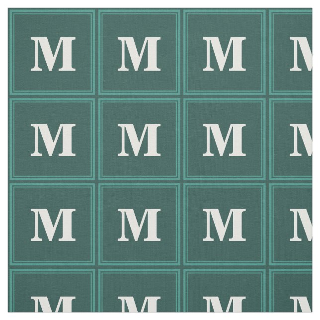 Monogram teal stripes fabric (Swatch)