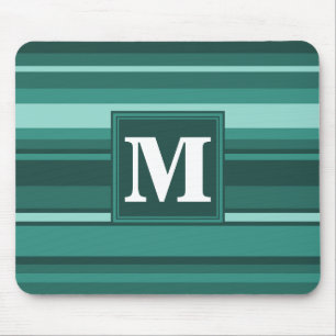 Monogram teal stripes mouse mat