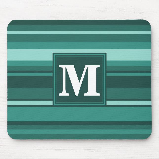 Monogram teal stripes mouse mat (Front)