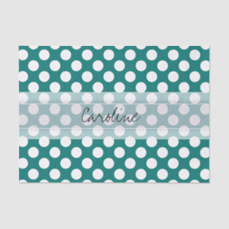 Monogram Teal White Cute Chic Polka Dot Pattern Tissue Paper
