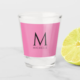 Monogram Template Elegant Modern Minimal Pink Shot Glass