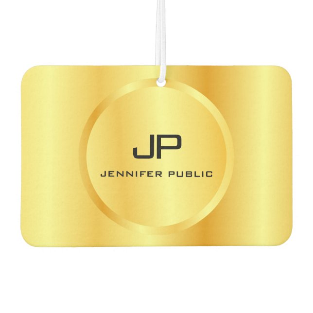Monogram Template Faux Gold Elegant Modern Car Air Freshener (Front)