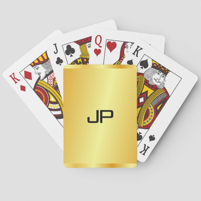 Monogram Template Faux Gold Metallic Look Elegant Playing Cards (Back)