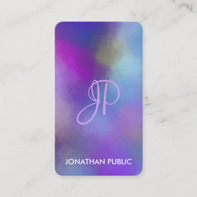 Monogram Template Modern Elegant Abstract Art Business Card (Front)