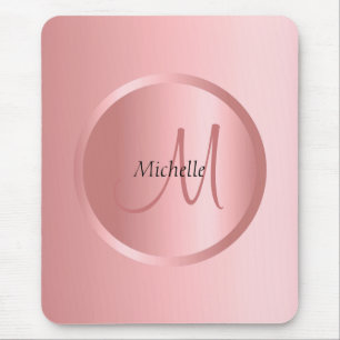 Monogram Template Modern Elegant Rose Gold Mouse Mat