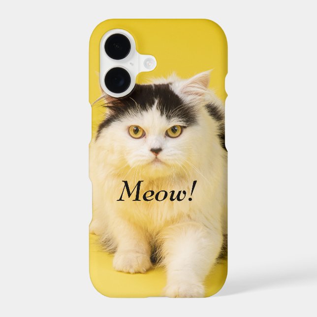 Monogram template photo Cute cat Yellow bright iPhone Case (Back)