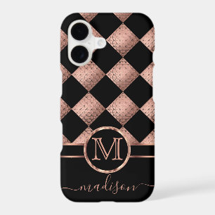 Monogram Template Rose Gold Diamond Pattern