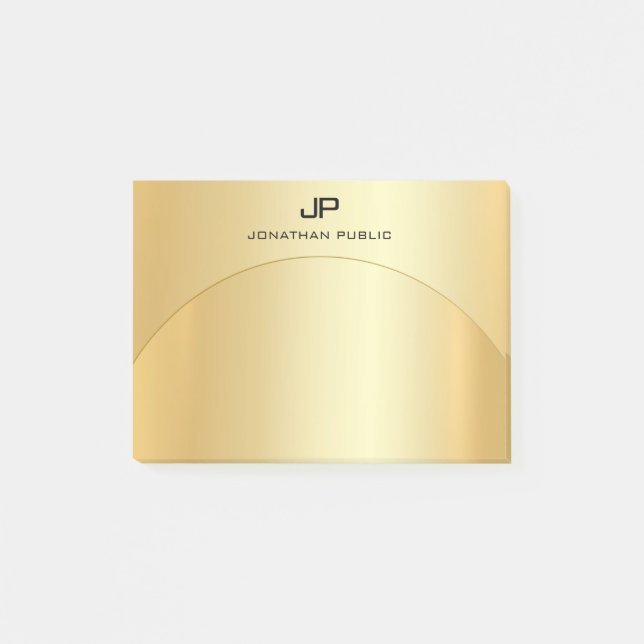 Monogram Template Trendy Gold Look Elegant Post-it Notes (Front)