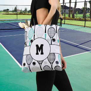 Monogram Tennis Racket Pattern Tote Bag