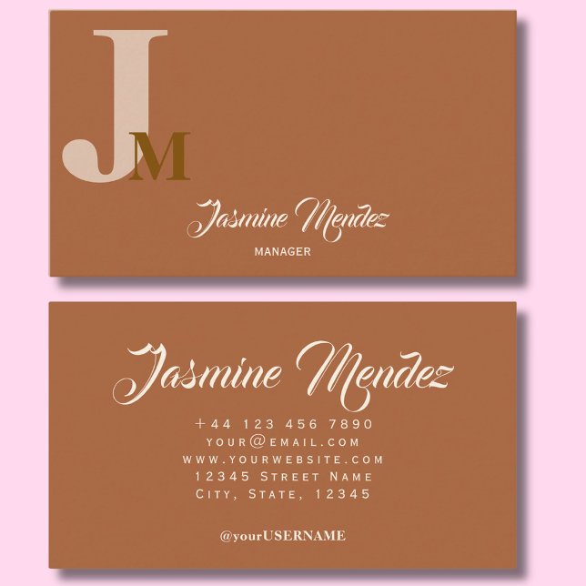 Monogram Terracota Typography Business Card (Creator Uploaded)