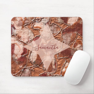 Monogram Terracotta Orange Boho Retro Abstract Mouse Mat