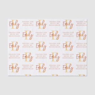 Monogram Terracotta Pattern Bridesmaid Thanks Tiss Tissue Paper