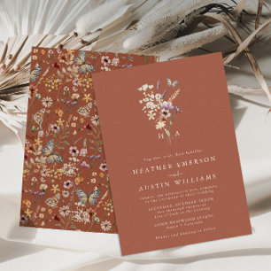 Monogram Terracotta Wedding Invitation