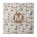 Monogram Terrazzo Modern Stone look  Tile<br><div class="desc">This design may be personalised by choosing the customise option to add text or make other changes. If this product has the option to transfer the design to another item, please make sure to adjust the design to fit if needed. Contact me at colorflowcreations@gmail.com if you wish to have this...</div>