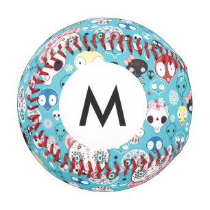 Monogram Texture laughing skull Baseball