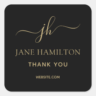 Monogram Thank You Business Logo Square Sticker