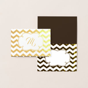 Monogram   Thank You   Chevron Stipes Foil Card