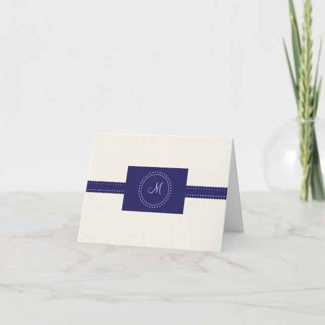Monogram Thank You (navy) Card (Front)