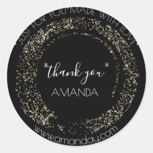 Monogram Thank You Web Boutique Modern Gold Classic Round Sticker
