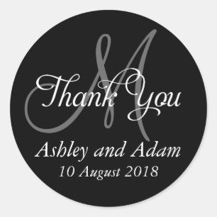Monogram Thank You Wedding Favour Label