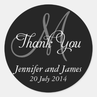 Monogram Thank You Wedding Favour Stickers