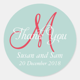 Monogram Thank You Winter Wedding Favour Label