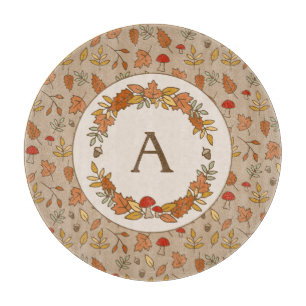 Monogram Thanksgiving Fall Leaves Cutting Board