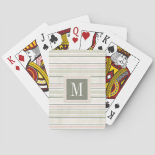 Monogram   The Joy of White   Watercolor Stripes Playing Cards