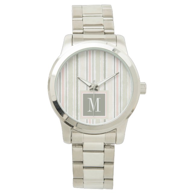 Monogram | The Joy of White | Watercolor Stripes Watch (Front)