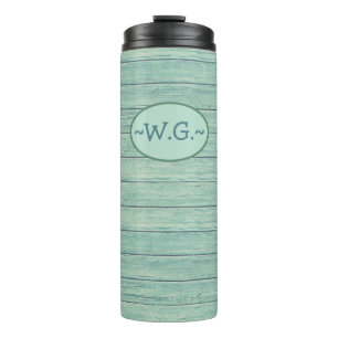 Monogram Thermal TumbDriftwood Beach design.Jade Thermal Tumbler